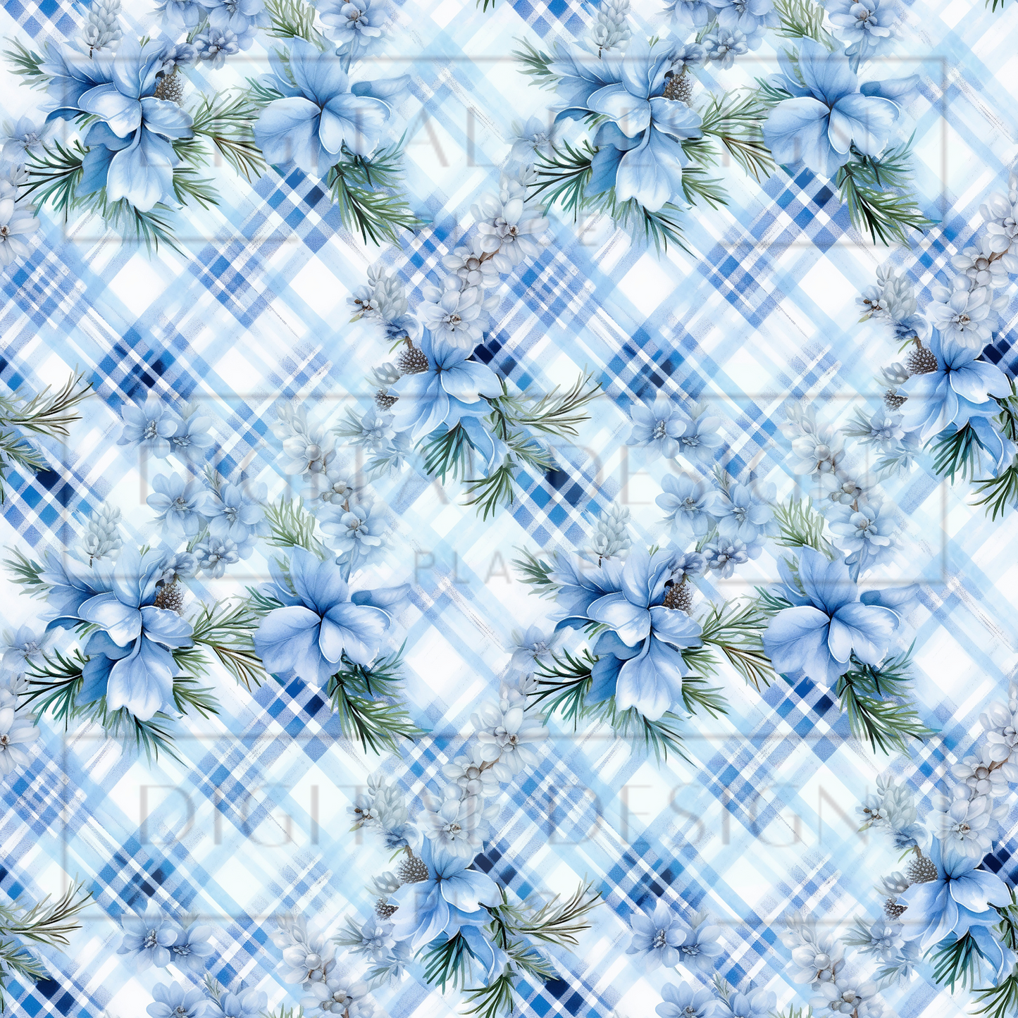 Winter Floral Plaid VinylV1954