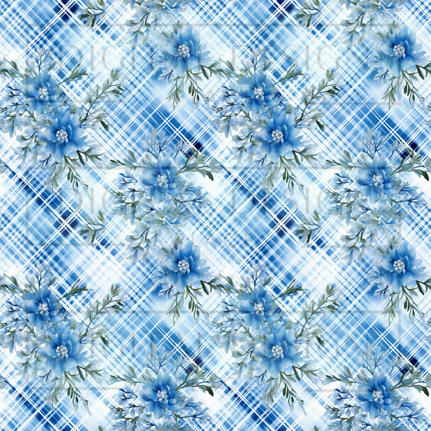 Winter Floral Plaid VinylV1955