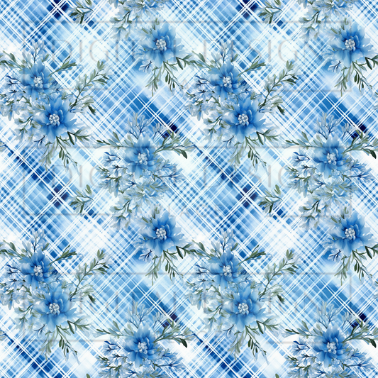 Winter Floral Plaid VinylV1955