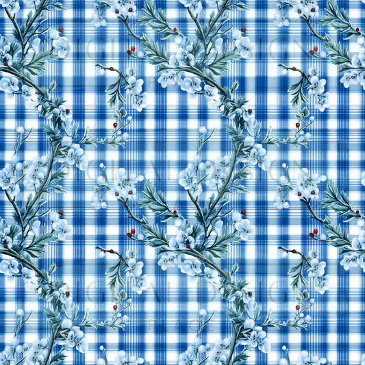 Winter Floral Plaid VinylV1956