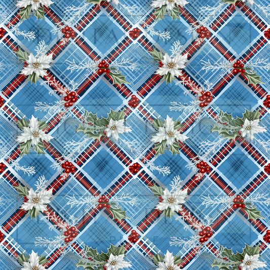 Winter Floral Plaid VinylV1957