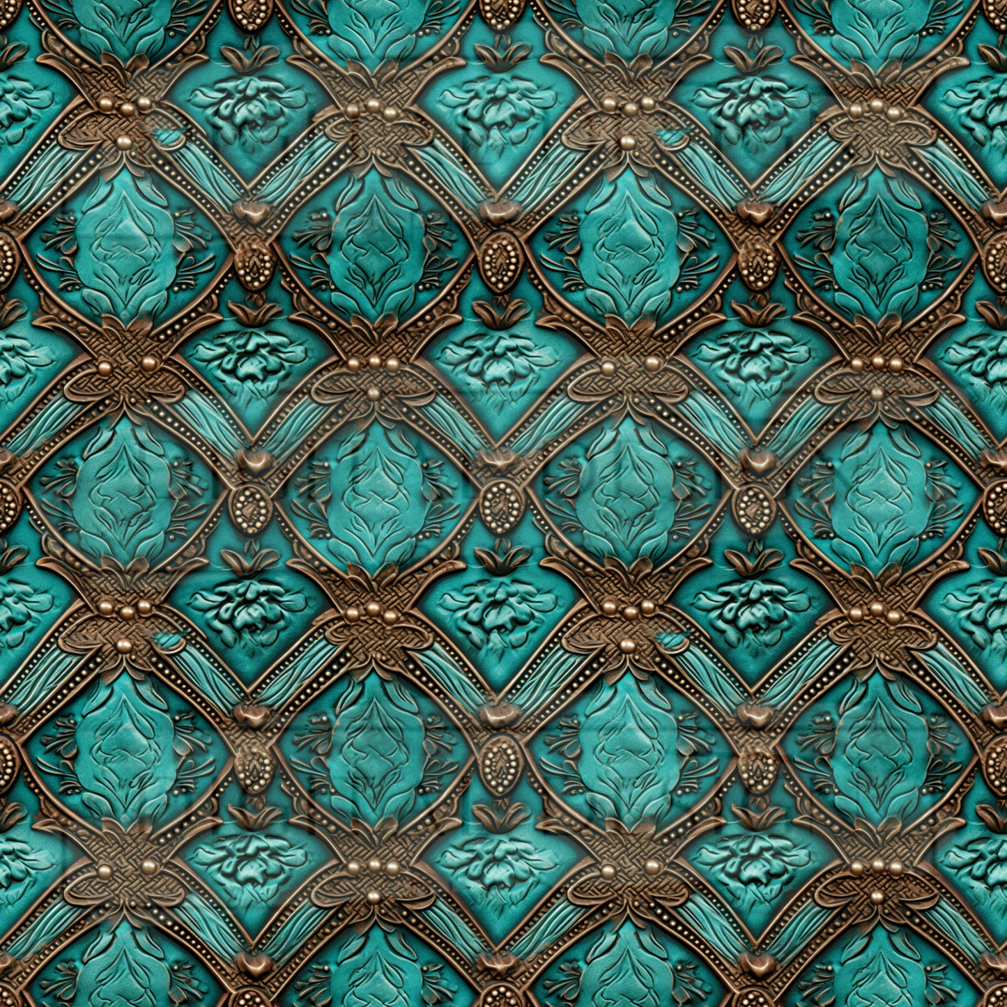 Turquoise Leather Squares VinylV1972