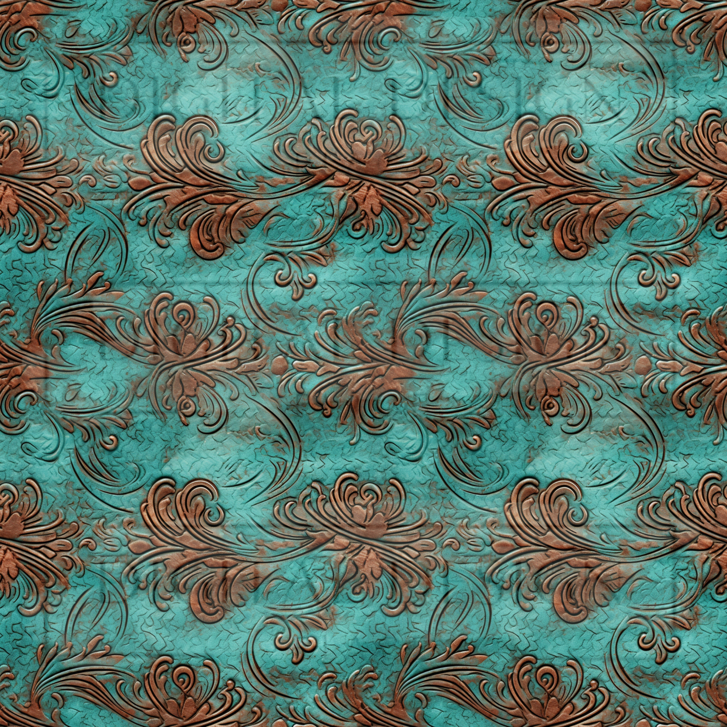 Turquoise Tooled Leather VinylV1974