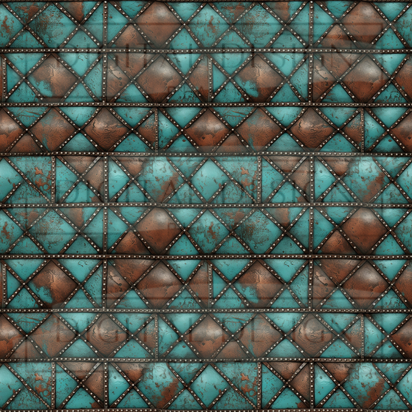 Turquoise Leather Patchwork VinylV1975