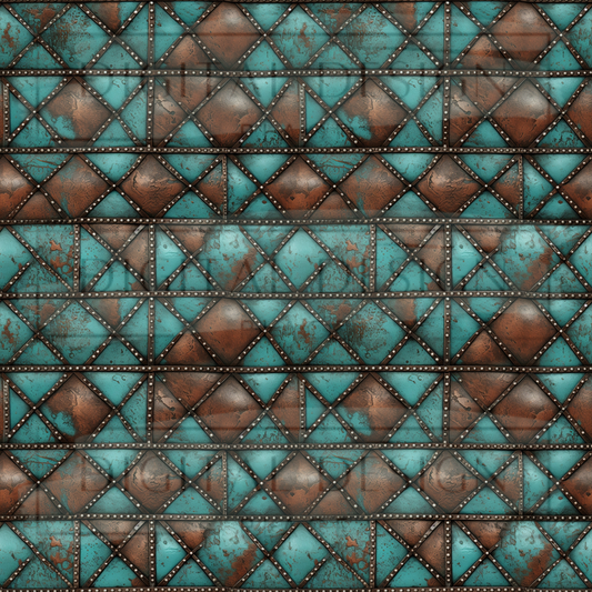 Turquoise Leather Patchwork VinylV1975