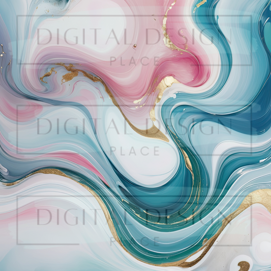 Aqua and Pink Abstract VinylV2029