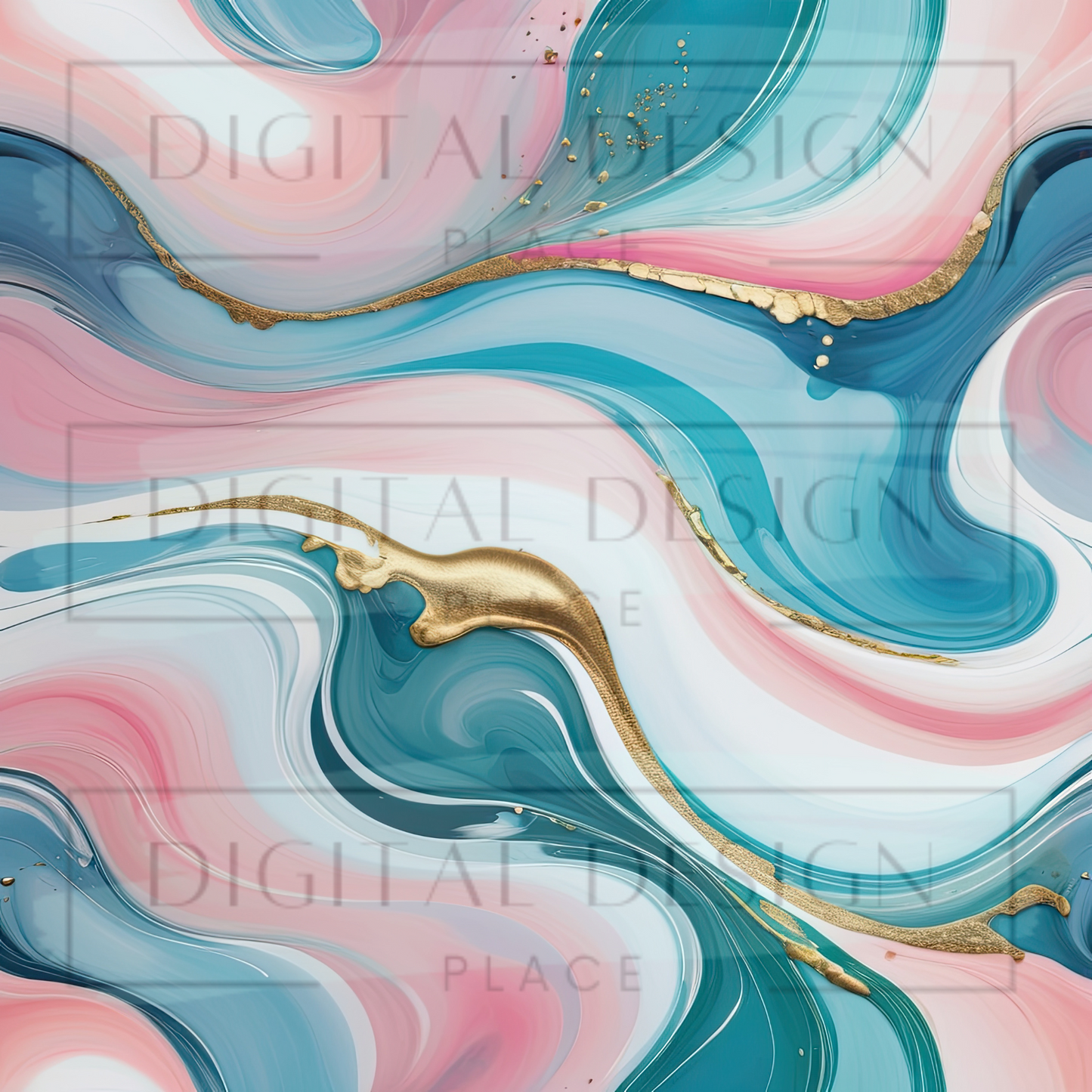 Aqua and Pink Abstract VinylV2030