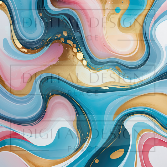 Aqua and Pink Abstract VinylV2032