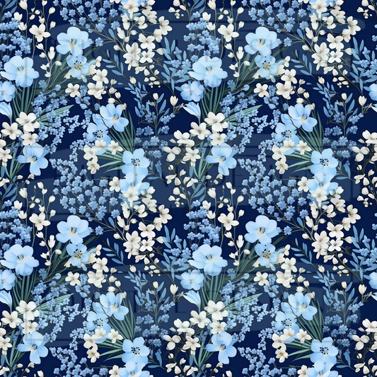 Winter Floral Navy VinylV2070