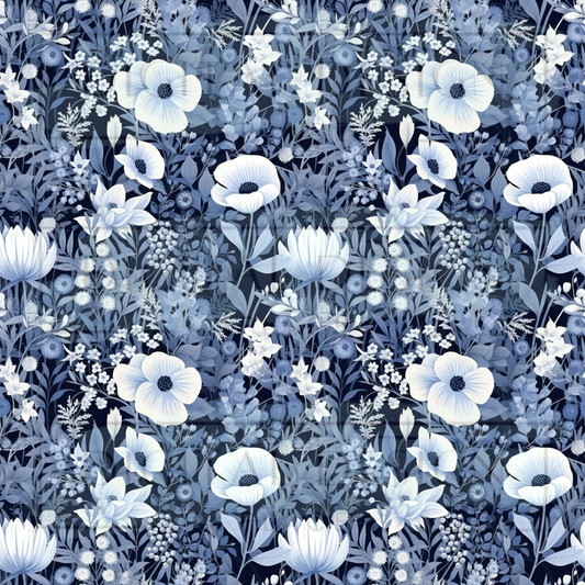 Winter Floral Navy VinylV2071