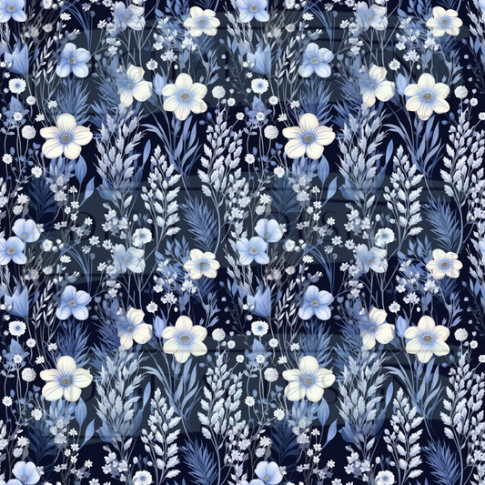 Winter Floral Navy VinylV2072