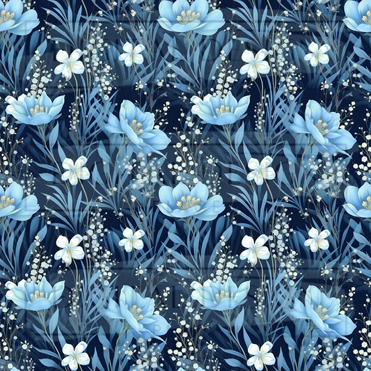 Winter Floral Navy VinylV2073