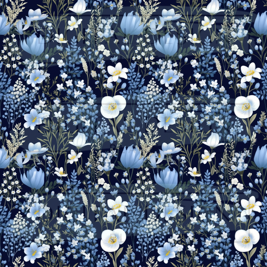 Winter Floral Navy VinylV2075