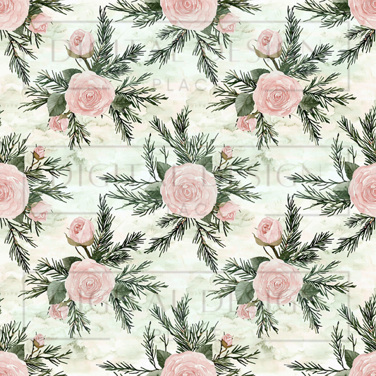 Pink Christmas Florals VinylV2115