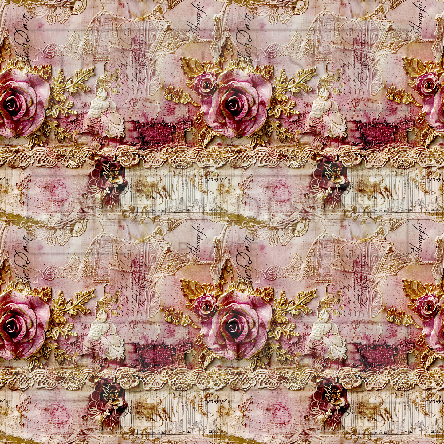 Burgundy and Blush Baroque VinylV2163