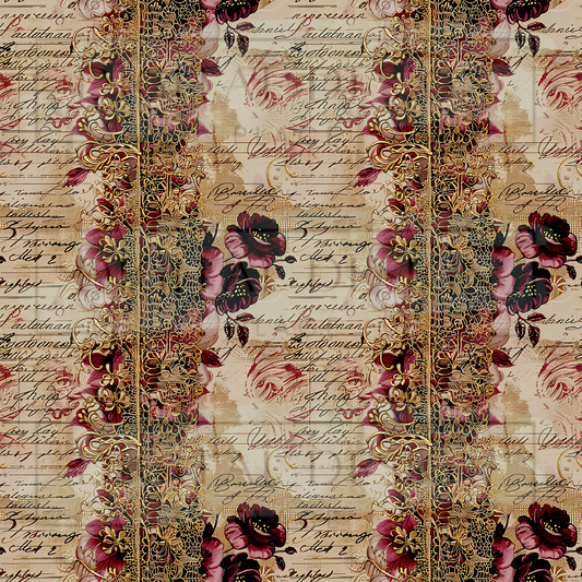 Burgundy and Blush Baroque VinylV2164