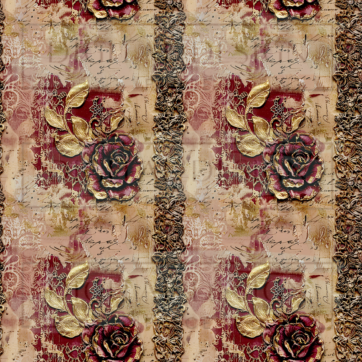 Burgundy and Blush Baroque VinylV2171