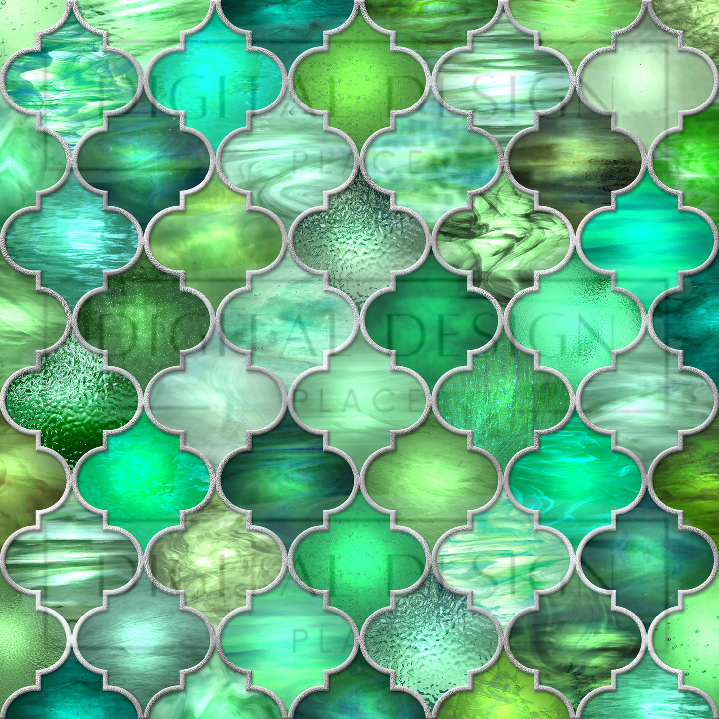 Green Quatrefoil VinylV2193