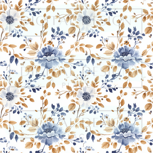 Blue Brown Foliage VinylV2444
