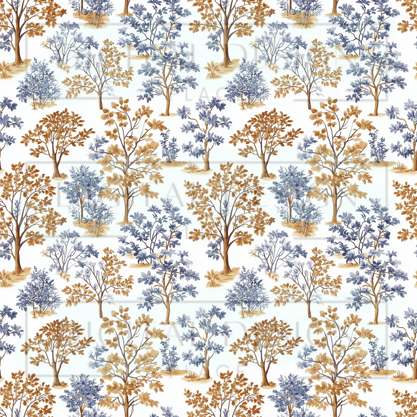 Blue Brown Trees VinylV2446