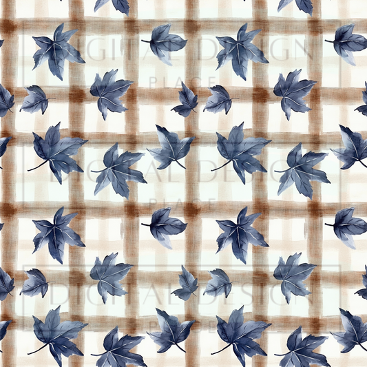 Blue Brown Plaid VinylV2449