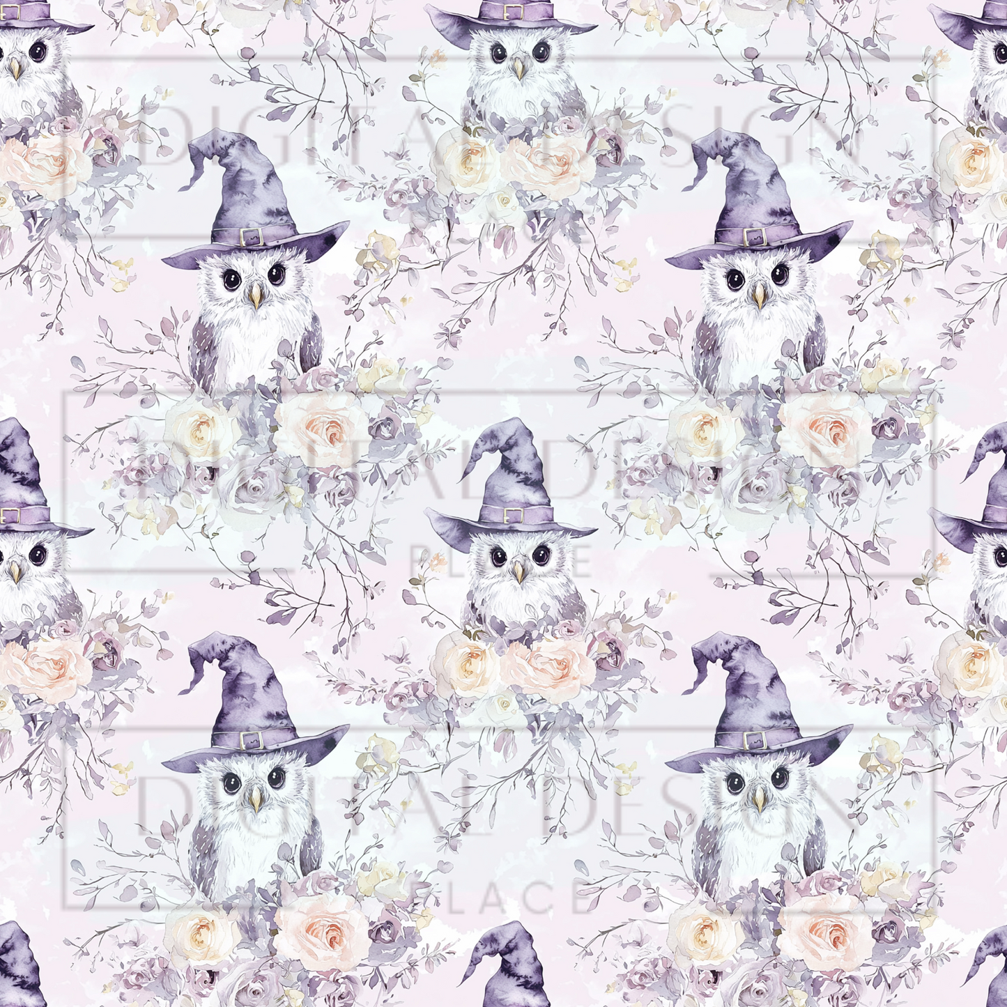 Pastel Purple Halloween Owls VinylV2461