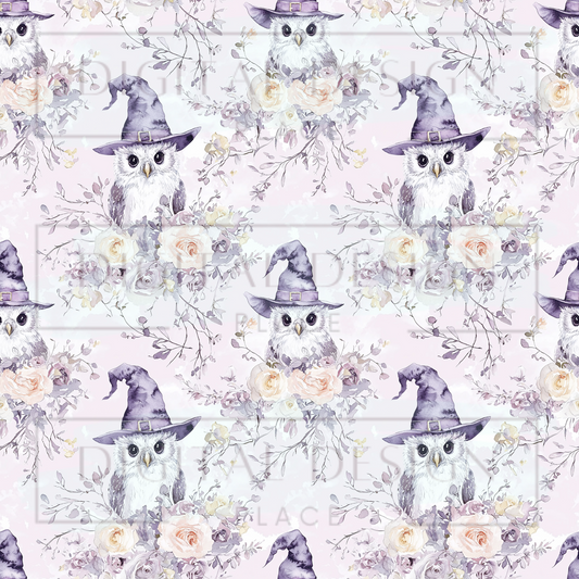 Pastel Purple Halloween Owls VinylV2461