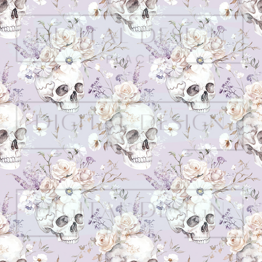 Pastel Purple Halloween Skulls VinylV2464