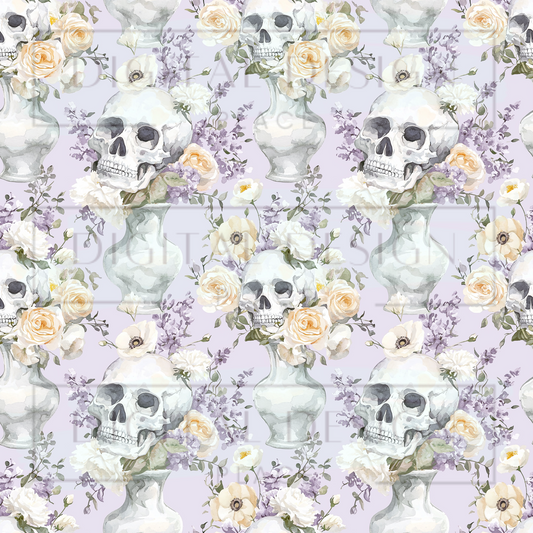 Pastel Purple Halloween Skulls VinylV2465