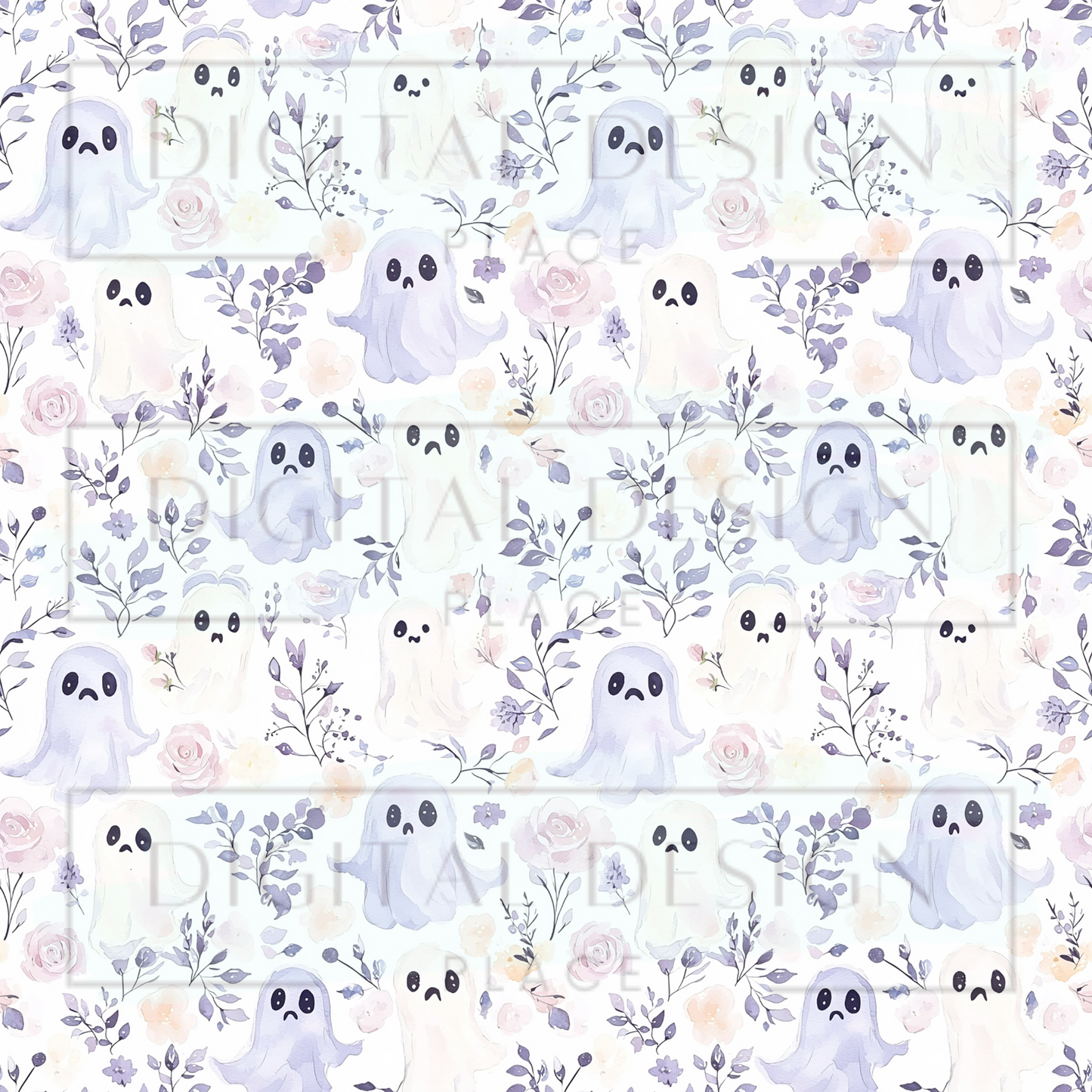 Pastel Purple Halloween Ghosts VinylV2466