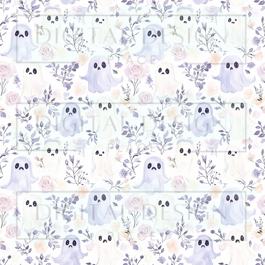 Pastel Purple Halloween Ghosts VinylV2466
