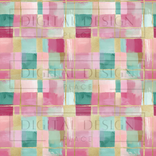 Teal and Pink Holiday Mess VinylV2604