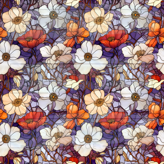Fall Floral Stained Glass VinylV702