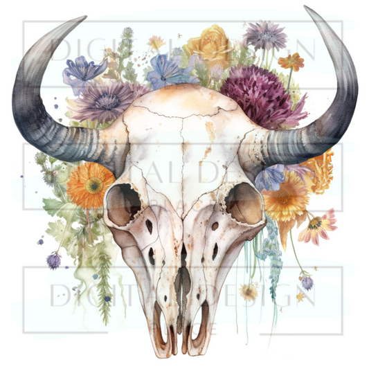Floral Bull Skull 3 WESW37