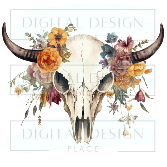 Floral Bull Skull 5 WESW39