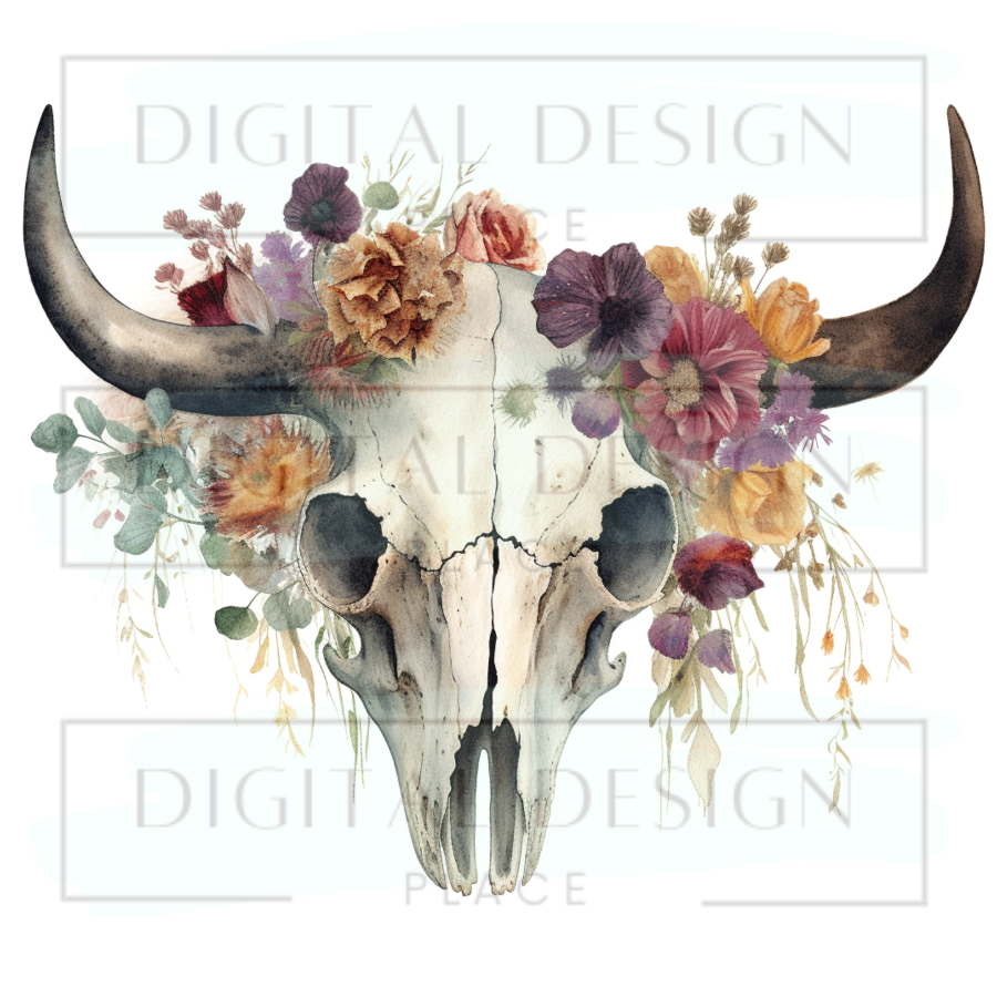 Floral Bull Skull 6 WESW40