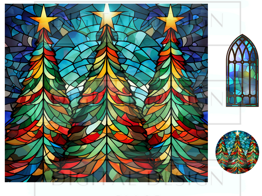 Stained Glass Christmas Tree WrB103