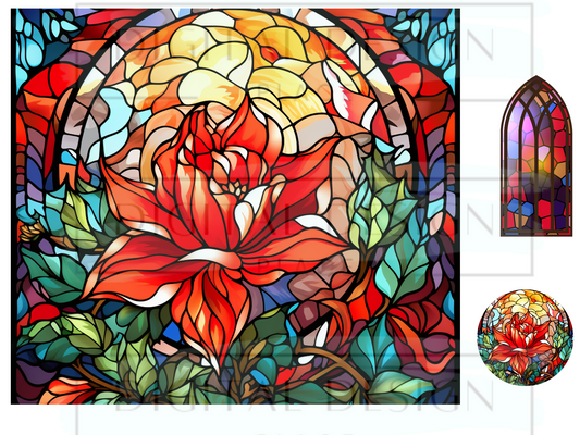 Stained Glass Poinsettia WrB105