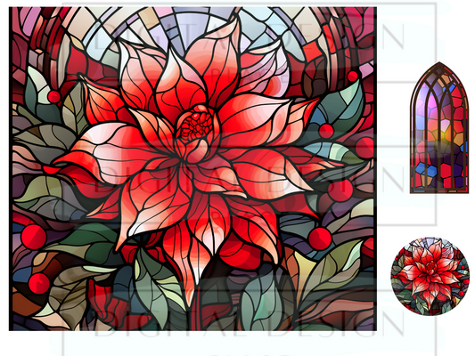 Stained Glass Christmas Flower WrB107