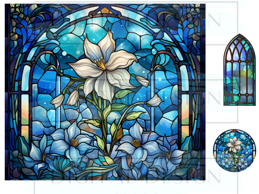 Stained Glass Winter Flower WrB108