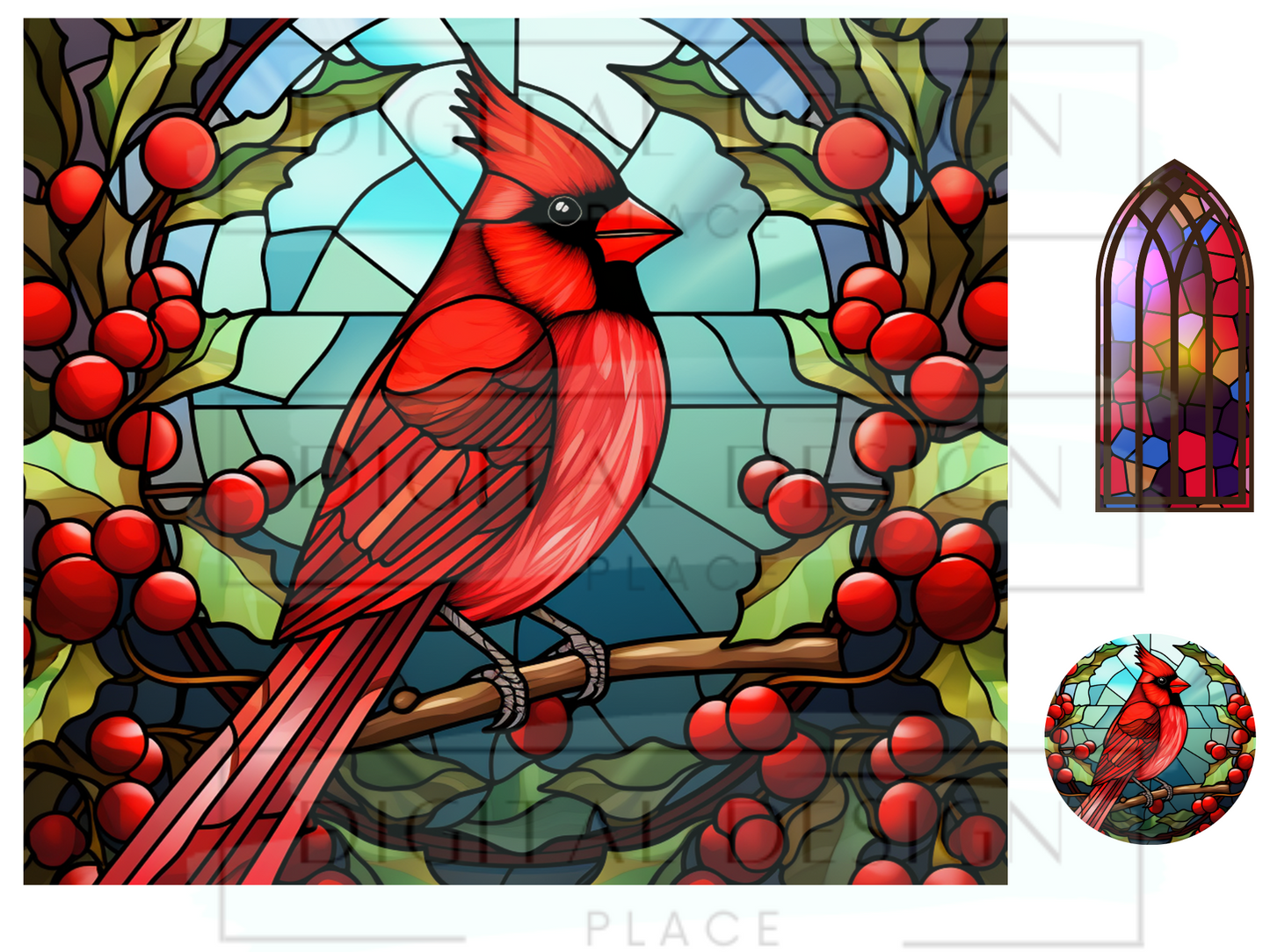 Stained Glass Cardinal WrB111