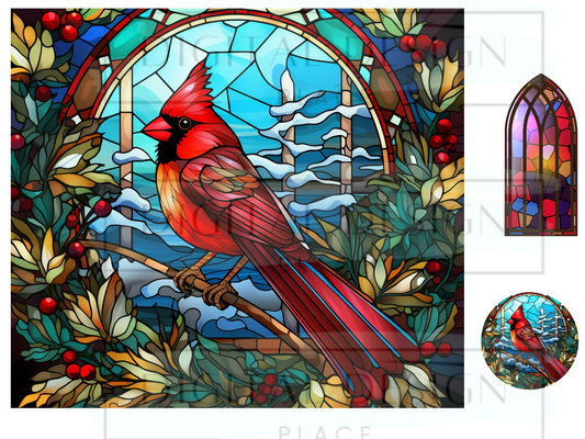 Stained Glass Christmas Visitor WrB112