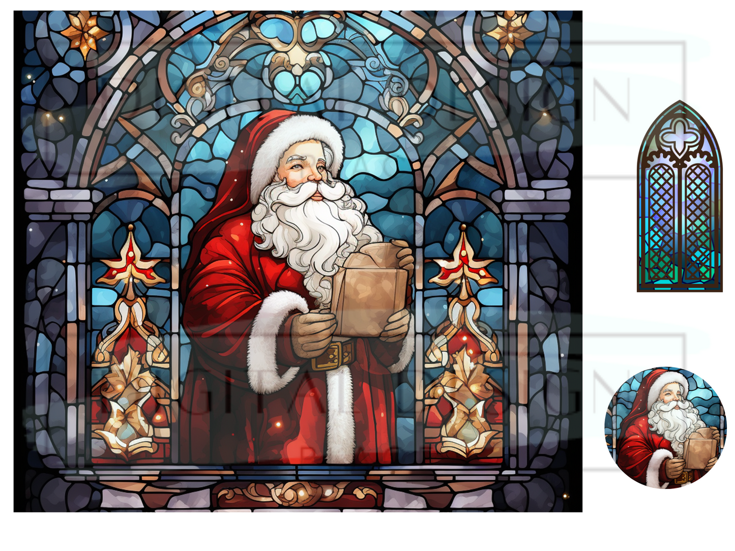 Stained Glass Santa 3 WrB116