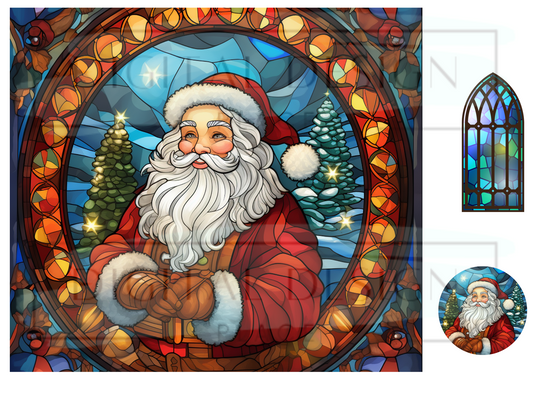 Stained Glass Santa 4 WrB117