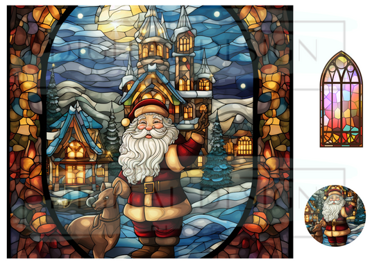 Stained Glass Santa 5 WrB118
