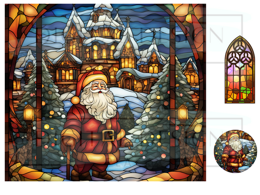 Stained Glass Santa 6 WrB119