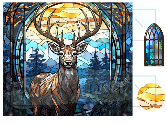 Stained Glass Deer 1 WrB121