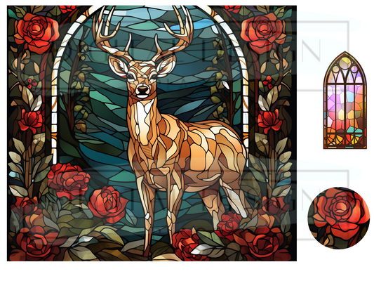 Stained Glass Deer 3 WrB123