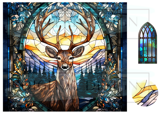 Stained Glass Deer 4 WrB124