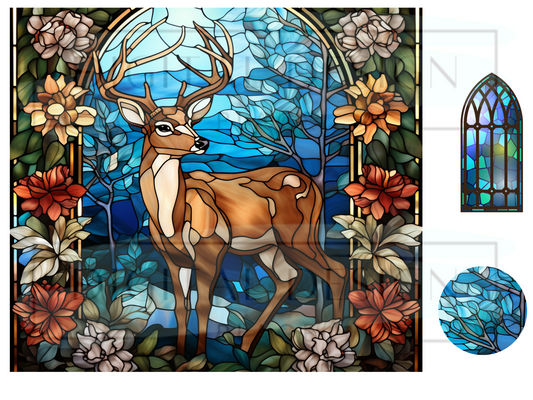 Stained Glass Deer 5 WrB125
